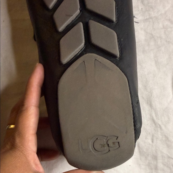 UGG Black Leather Slip-On Loafers main image 4